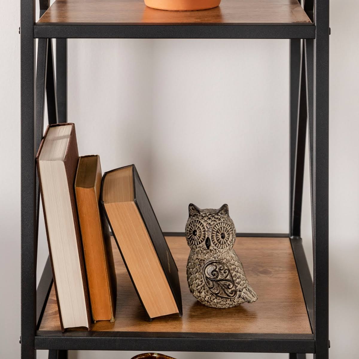 Brown Metal Wood Bookcase L2271