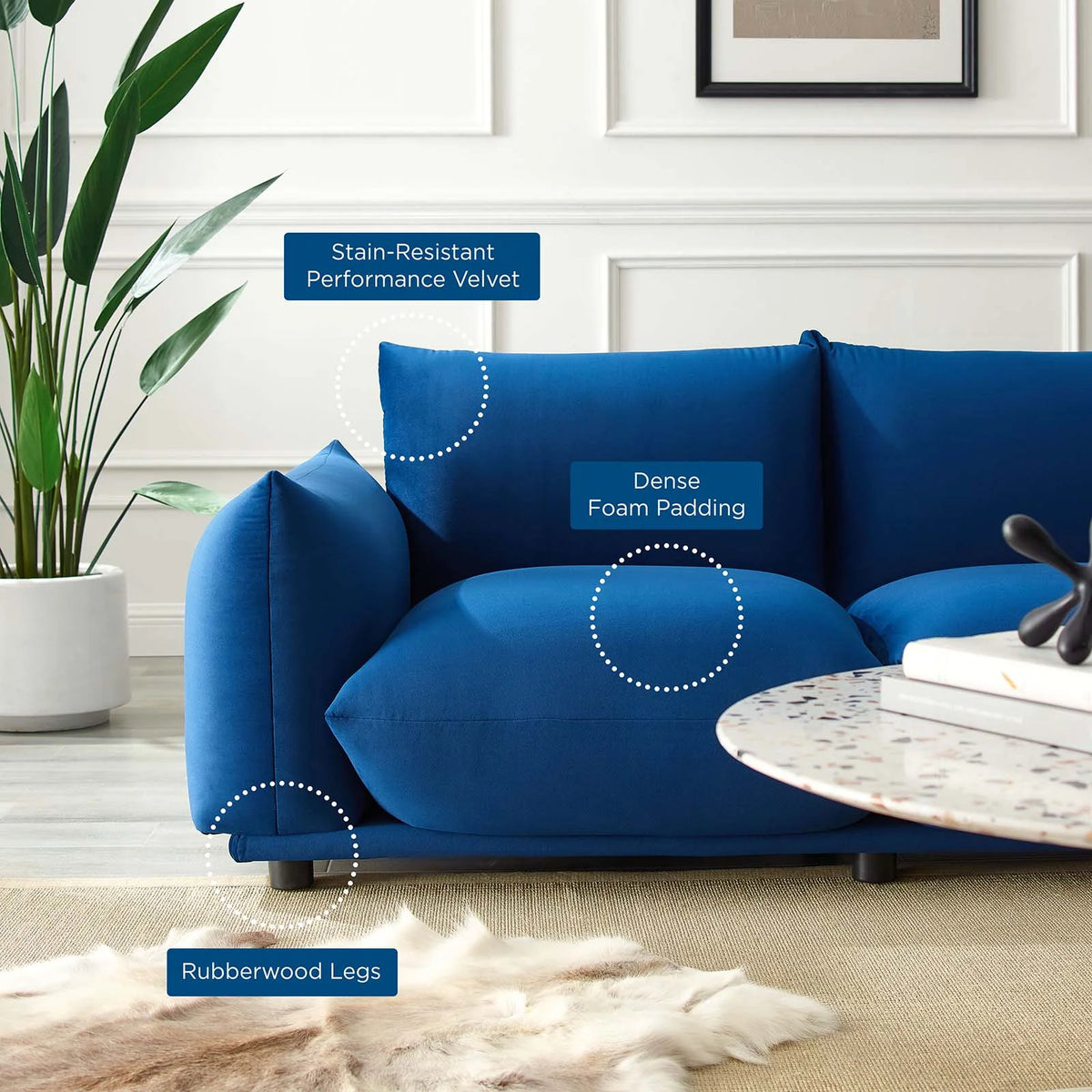 Blue Navy Velvet Loveseat Sofa C353154