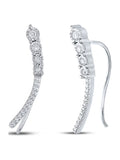 Sterling Silver Diamond Climber Earrings 1/4 Cttw B9101