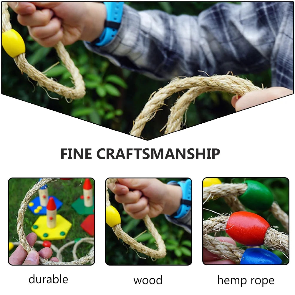 10 PCS Wooden Ring Toss Game Toys W179