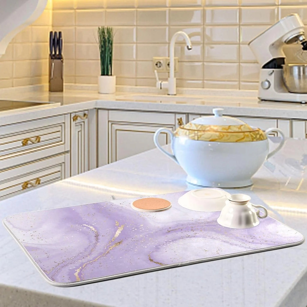 Purple Marble Ripple Dish Drying Mat, 18x24Inch C54972