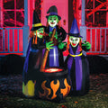 6 FT Tall Halloween Inflatable Three Witch Around Cauldron with Flame Light D25339
