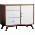 Brown and White Wooden Accent Cabinet with 3 Drawers and 1 Door H119