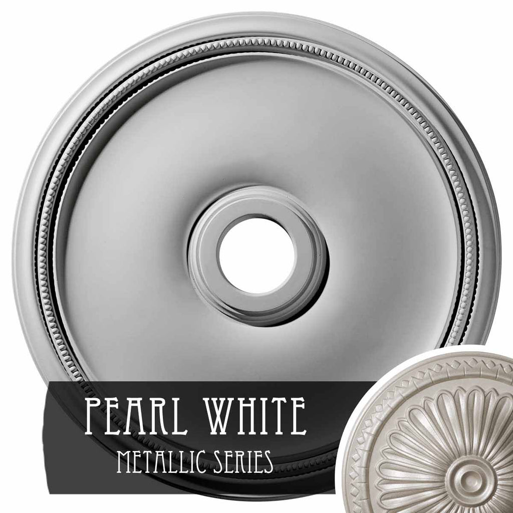 24x22OD x 3 5/8x22ID x 1 3/4x22P Hand-Painted Pearl White Ceiling Medallion O749187