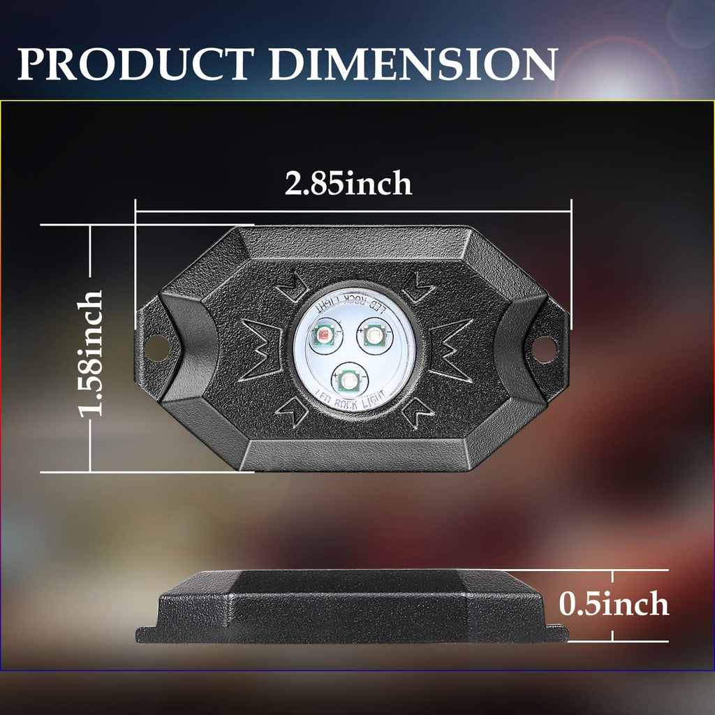 6 Pods Multicolor LED Rock Light Kit with Bluetooth Controller Pack of 2 A48213