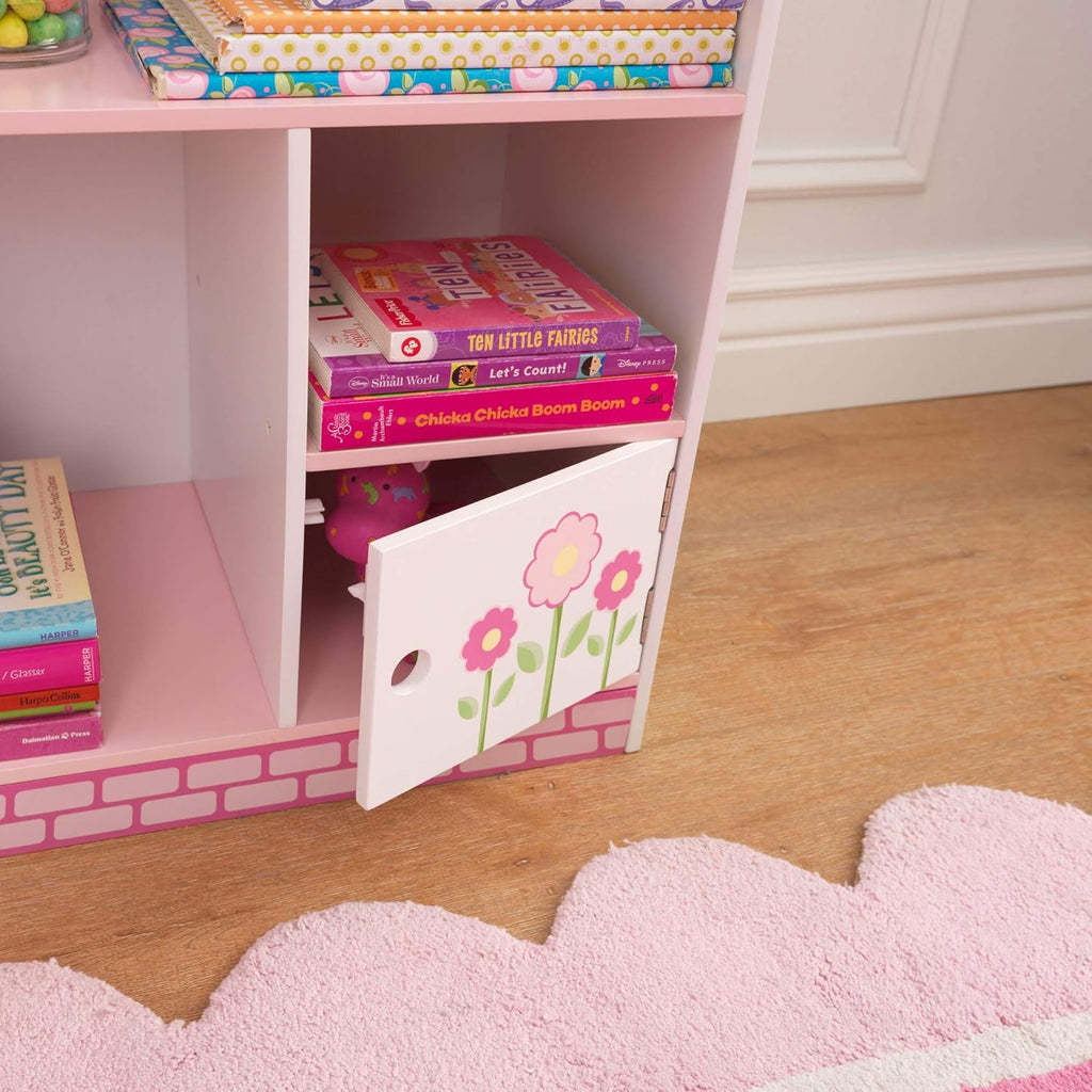 Wooden Dollhouse Bookcase with Shelves and Hidden Storage J389671