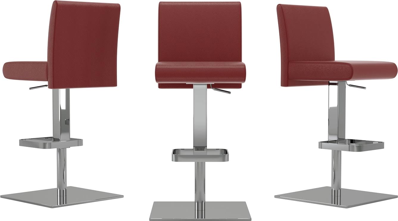 Italian Burgundy Leather Bar Stool I164
