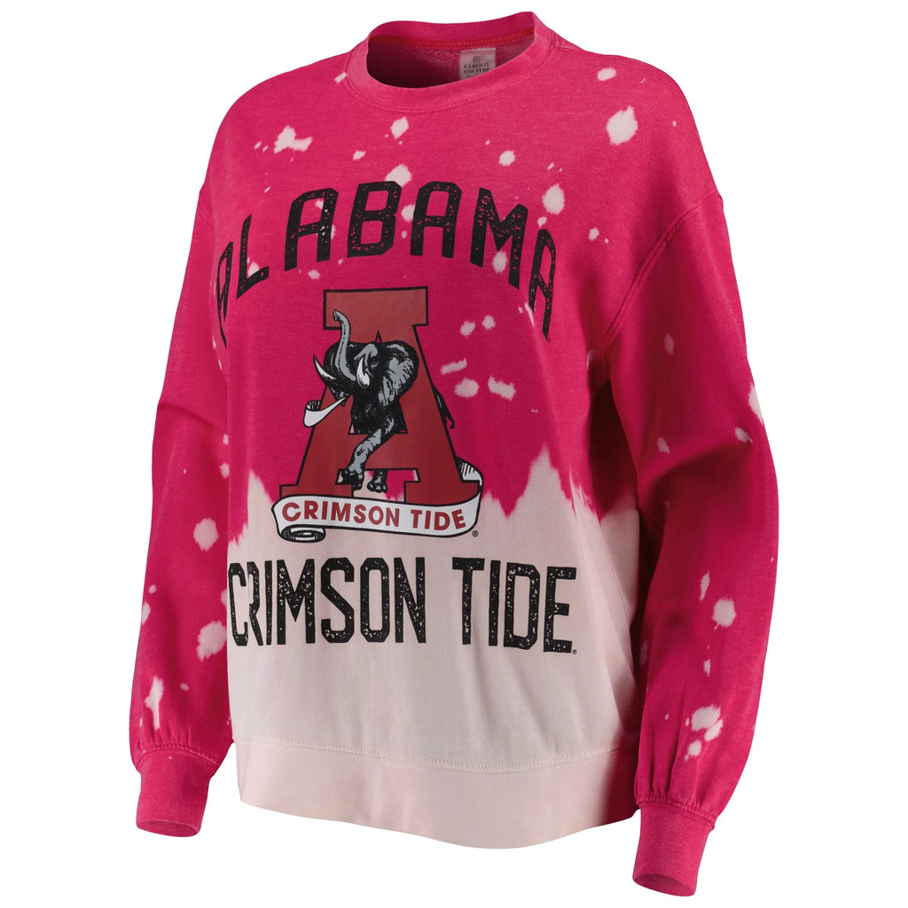 Women's Crimson Faded Dip-Dye Pullover Long Sleeve Top C3718