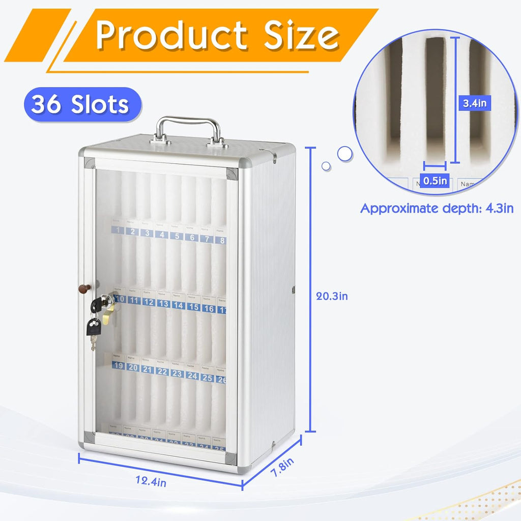 36 Slots Aluminum Alloy Pocket Chart Storage Cabinet Q1752