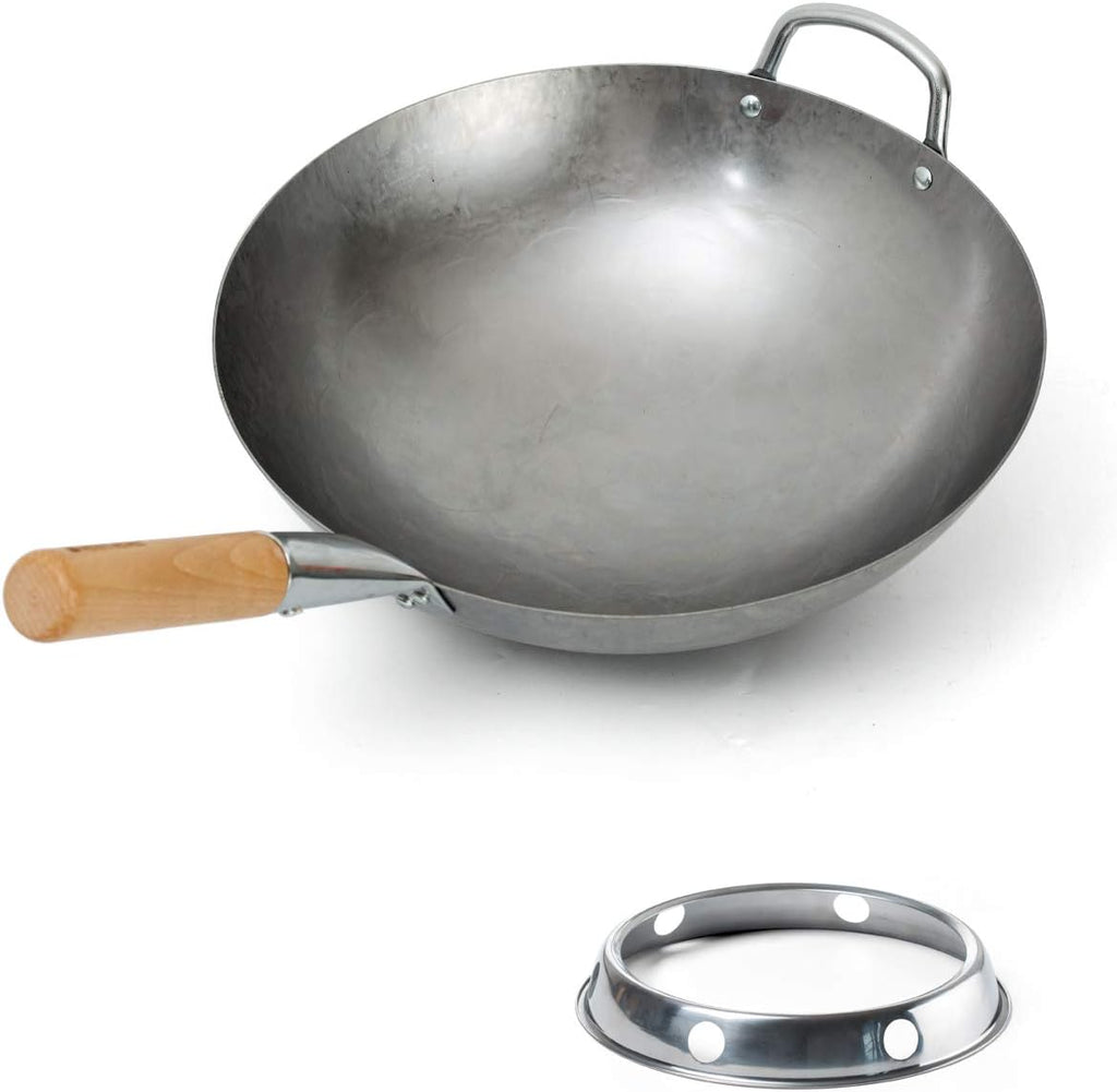 14 Inch Carbon Steel Wok with Wok Ring and Sponge K25658