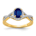 14kt Yellow Gold Diamond and Sapphire Oval Halo Ring Size 7 U53766