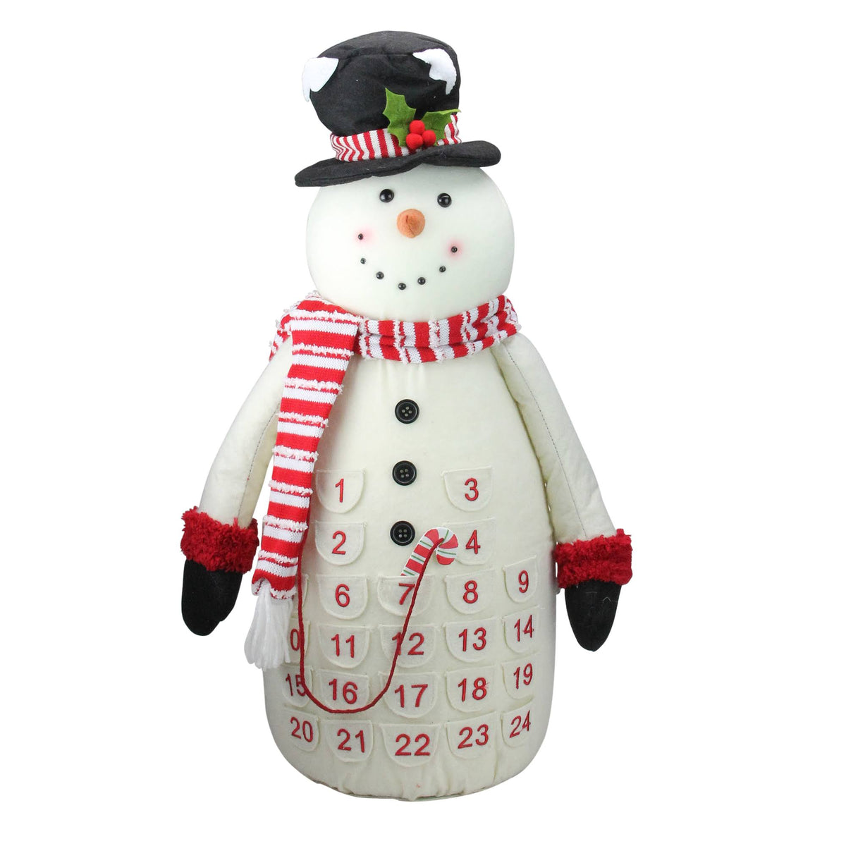 Red and White Plush Snowman Christmas Countdown Tabletop Figure B4802