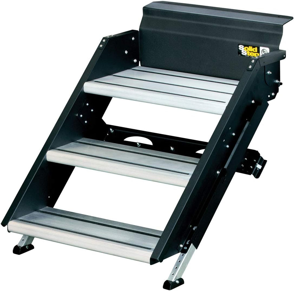 Solid Step Quad Step for RV Entry Doorway, 30 inch, Black M45472