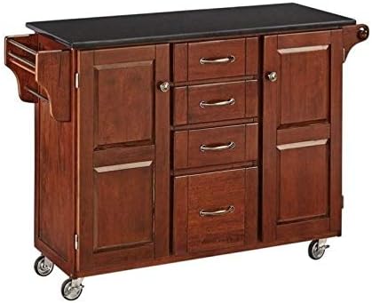 Granite Top Kitchen Cart in Cherry N936