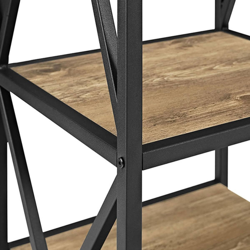 Brown Metal Wood Bookcase L2271