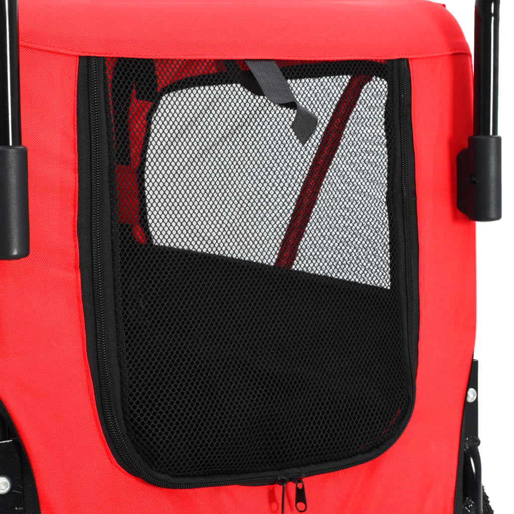 Red and Black Pet Bike Trailer and Jogging Stroller with Storage Bag N2471