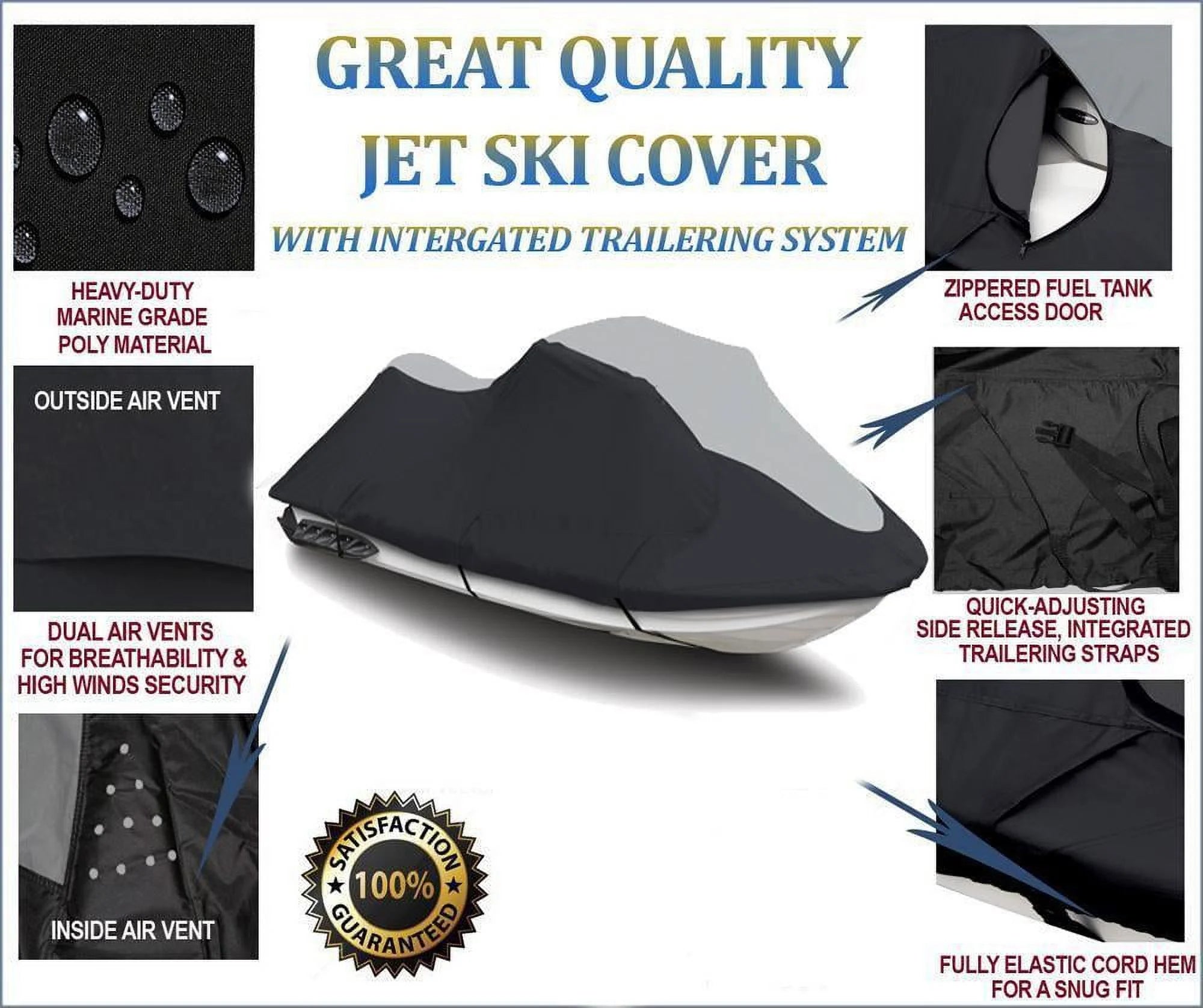Black/Grey Trailerable Jet Ski Cover I78890