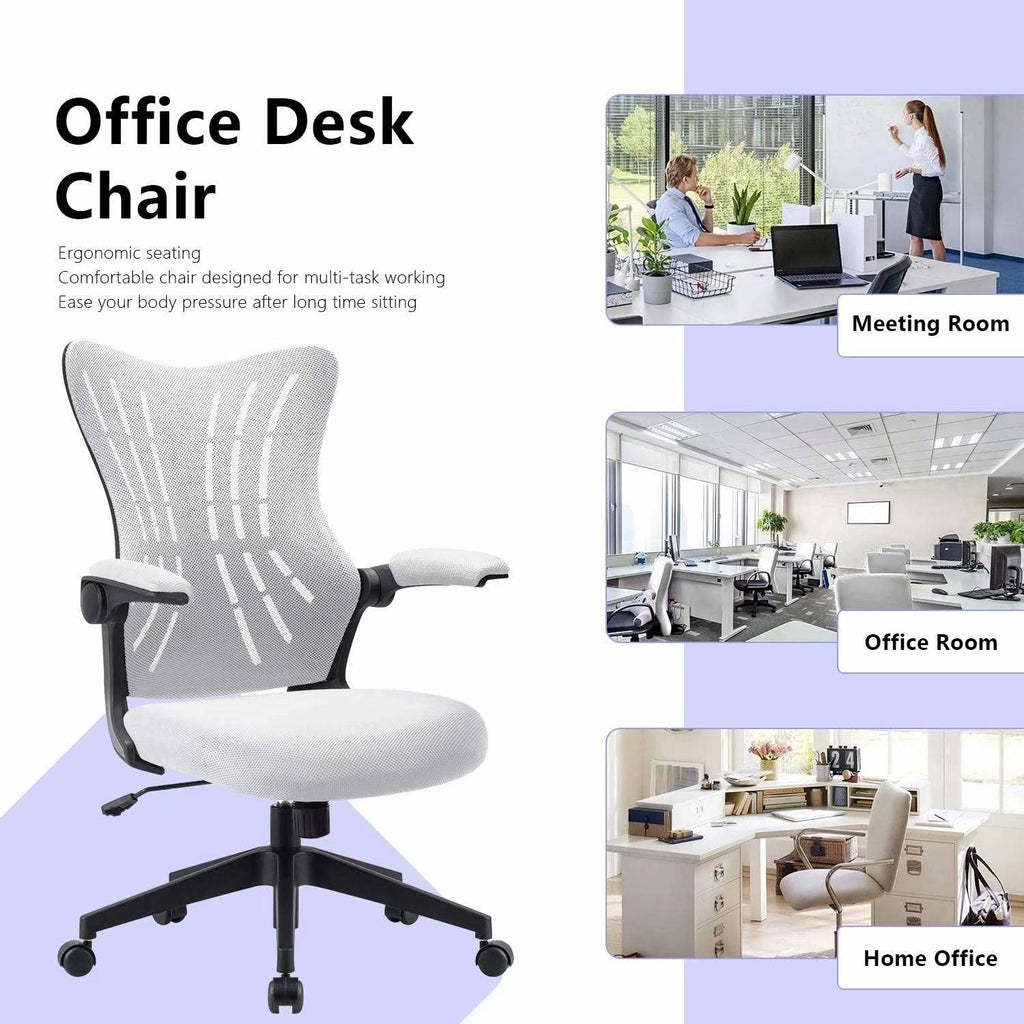 Blue Mid Back Mesh Swivel Task Chair with Flip Arms T882960