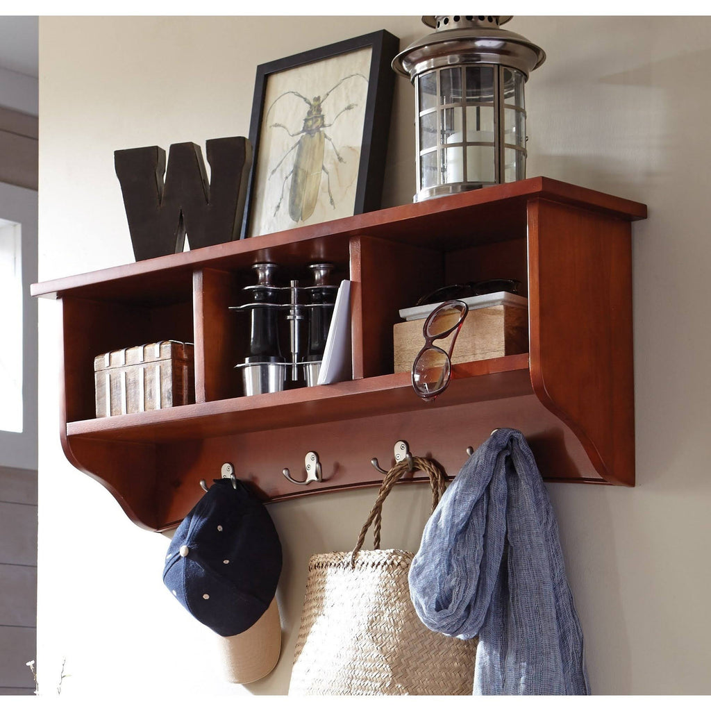 Espresso Coat Hooks with Storage S42920