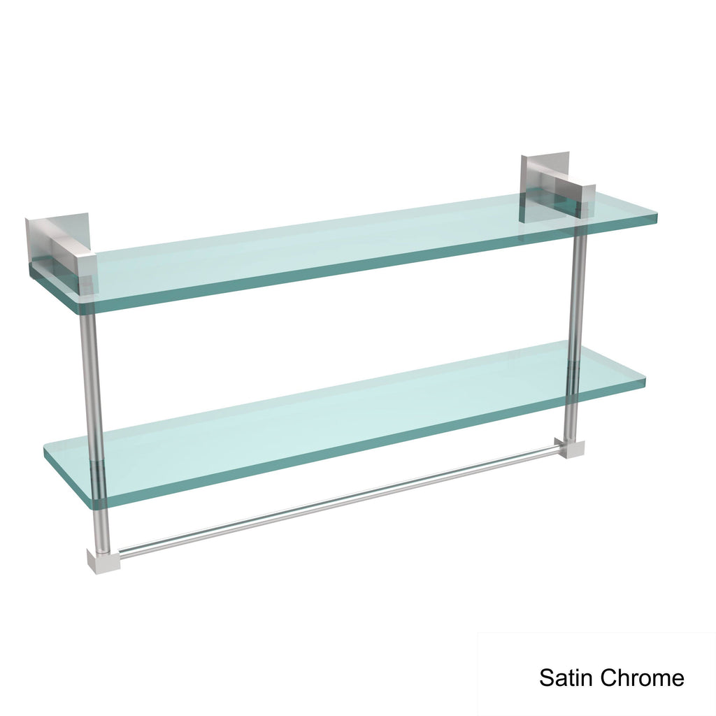 22 in. Two Tiered Glass Shelf with Integrated Towel Bar Antique Copper D734
