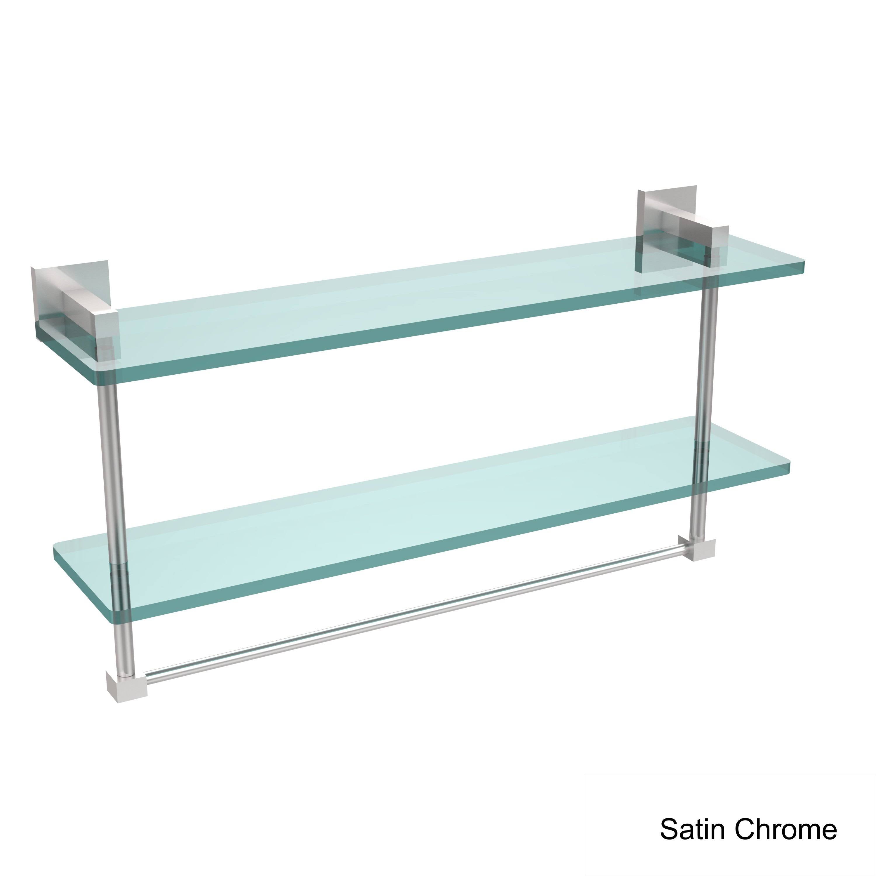22 in. Two Tiered Glass Shelf with Integrated Towel Bar Antique Copper D734