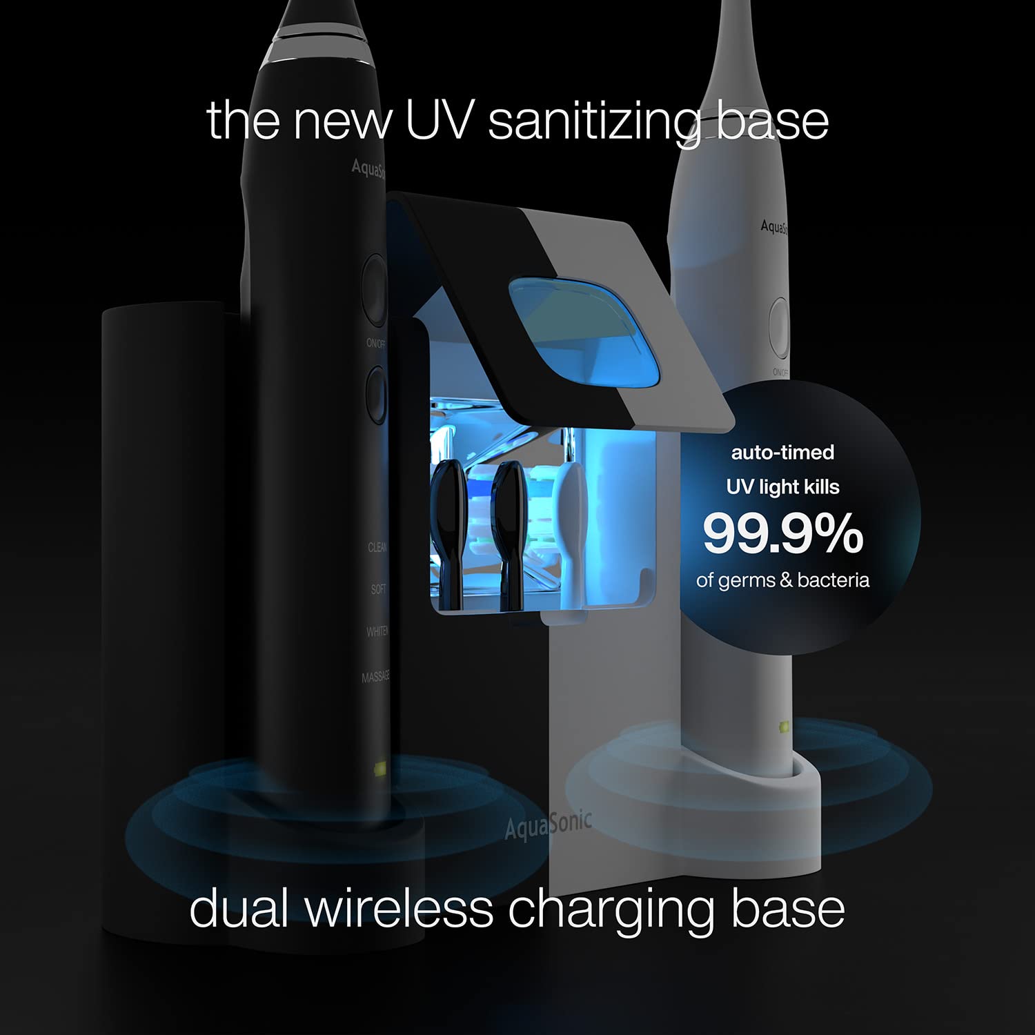 Electric Smart Toothbrush with 4 Modes, UV Sanitizing Base, 10 Brush Heads, 2 Travel Cases, Pack of 2 L5777