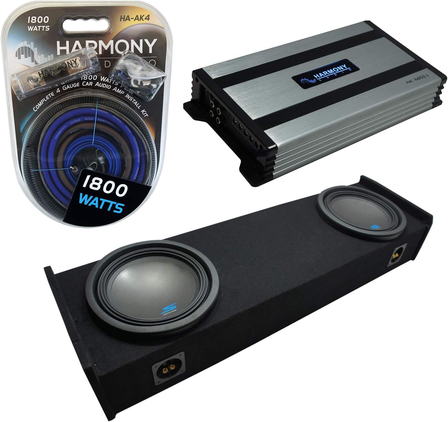 Alpine 12D2 Subwoofer Bundled with HA-A800.1 Mono 1600W Sub Box & FORDWK2X12 Q904438