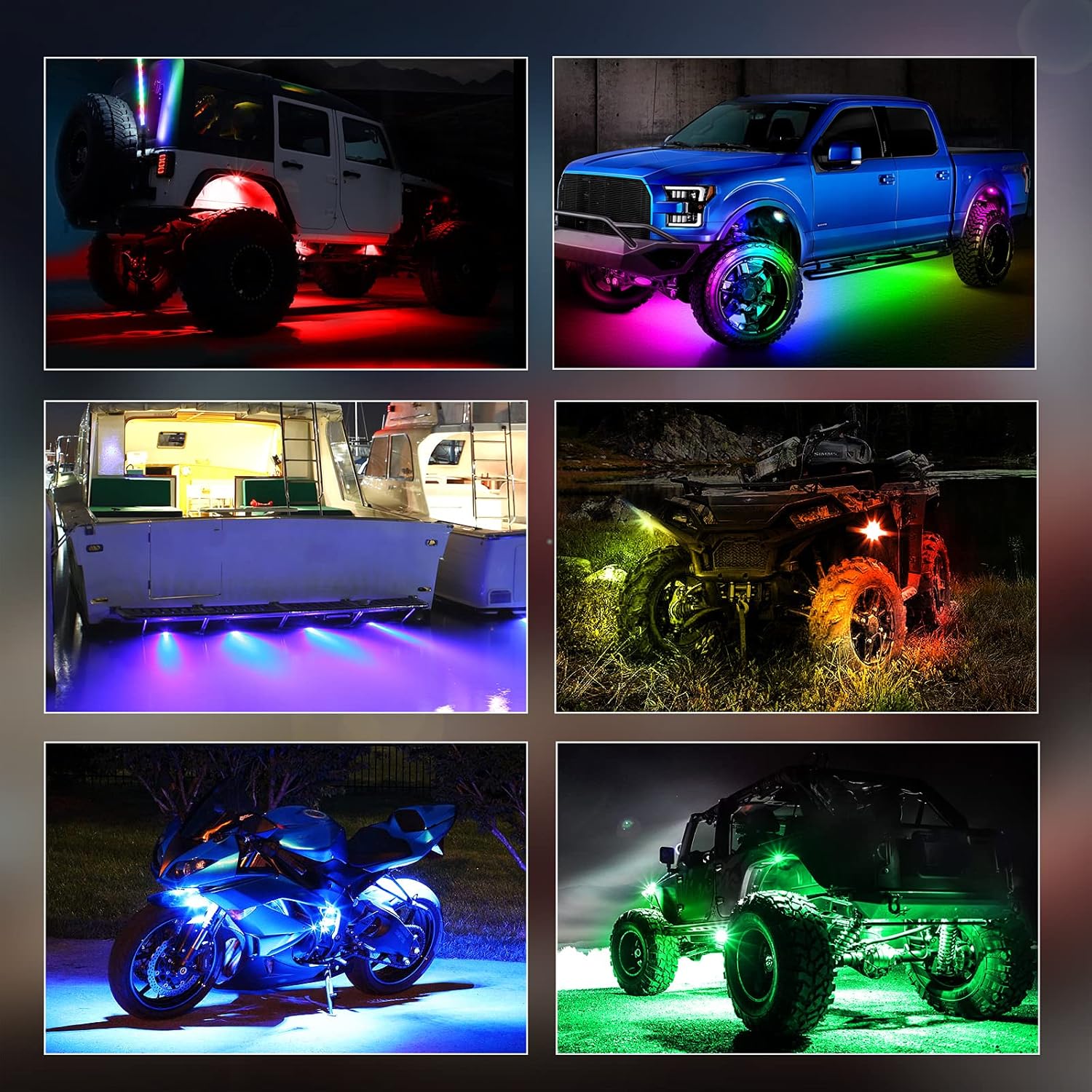 6 Pods Multicolor LED Rock Light Kit with Bluetooth Controller Pack of 2 A48213