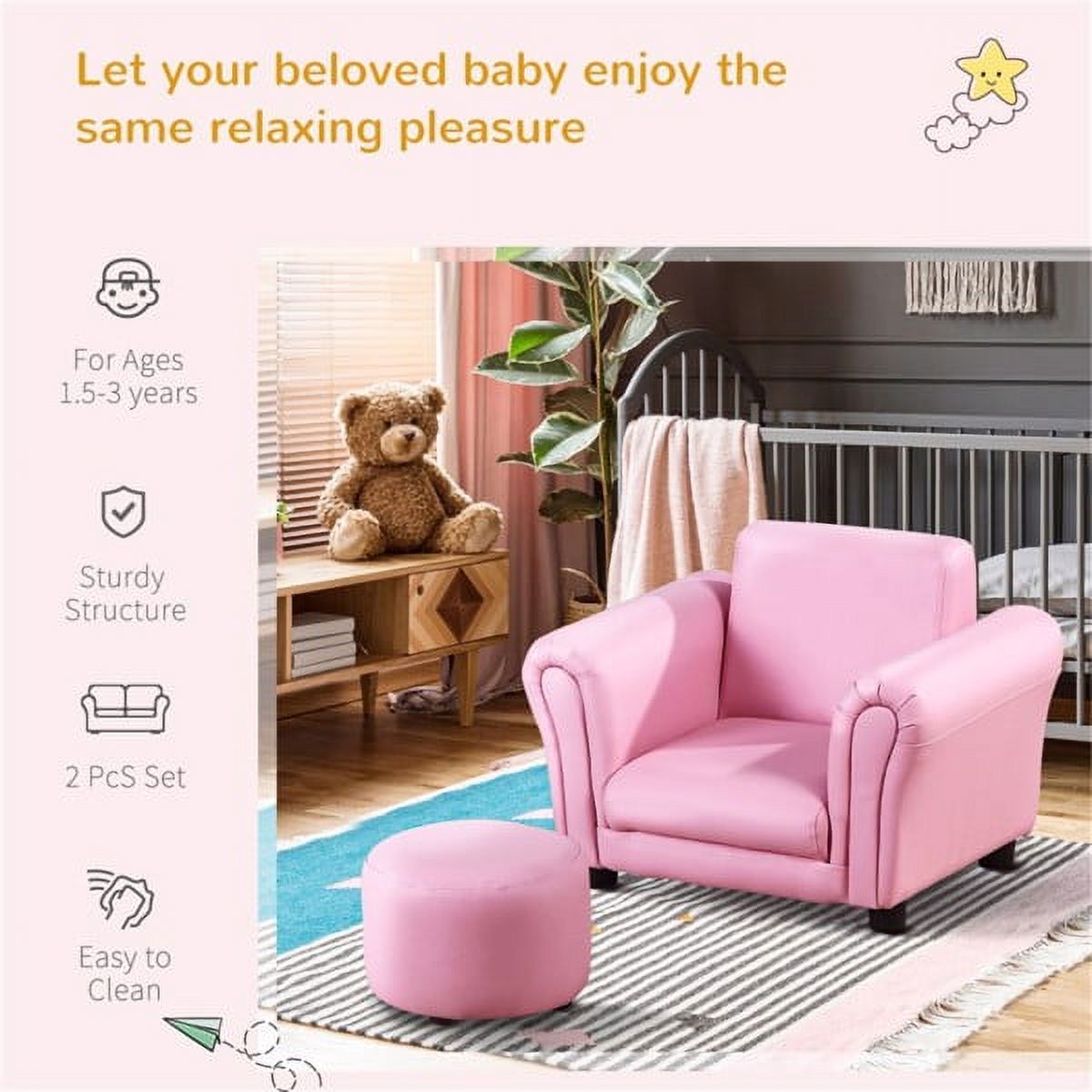 Pink Children's Feet Sofa Set with All Wood Frame Bottom Anti slip Q543