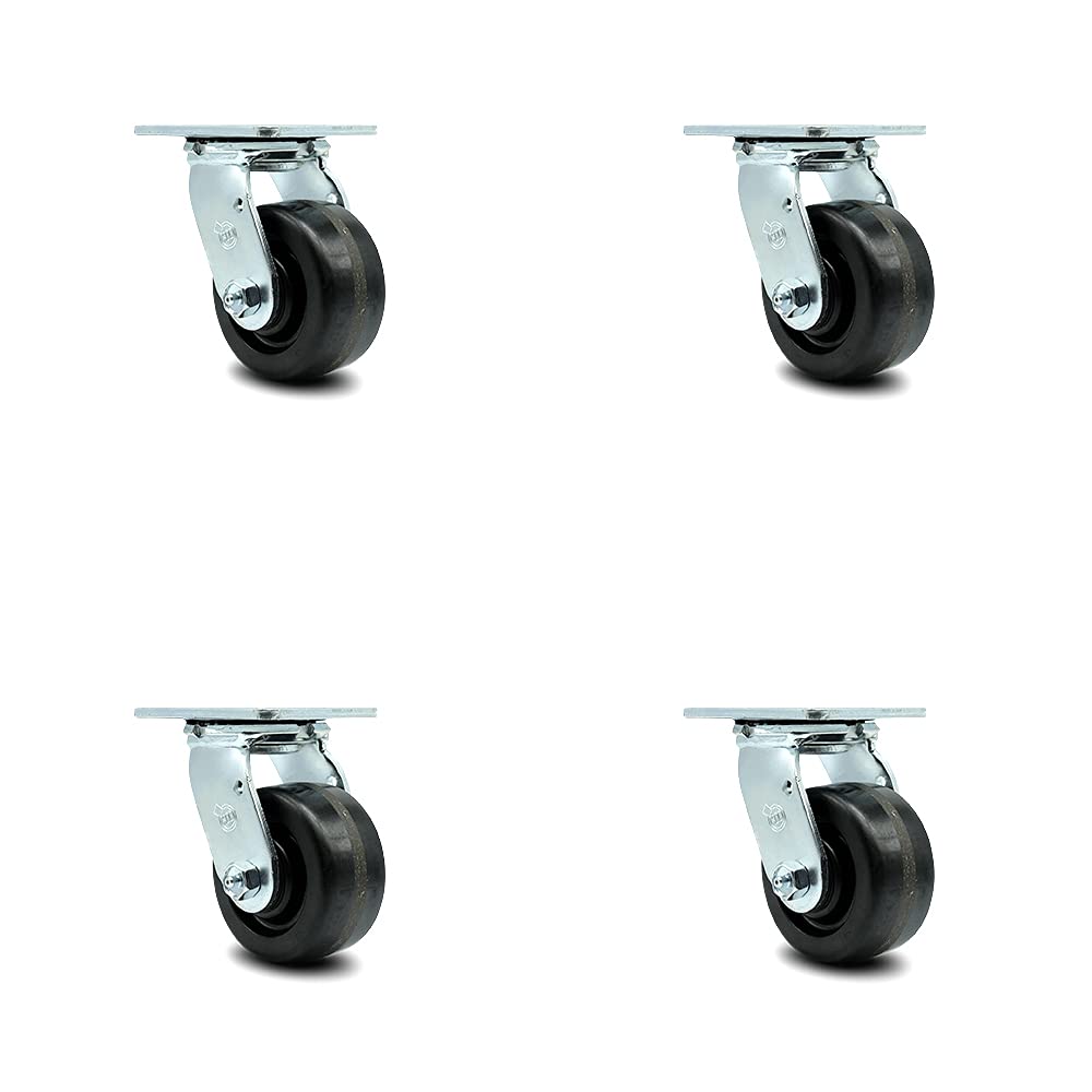 Set of 4 Heavy Duty Swivel and Rigid Casters with Bolt-On Swivel Locks C2490
