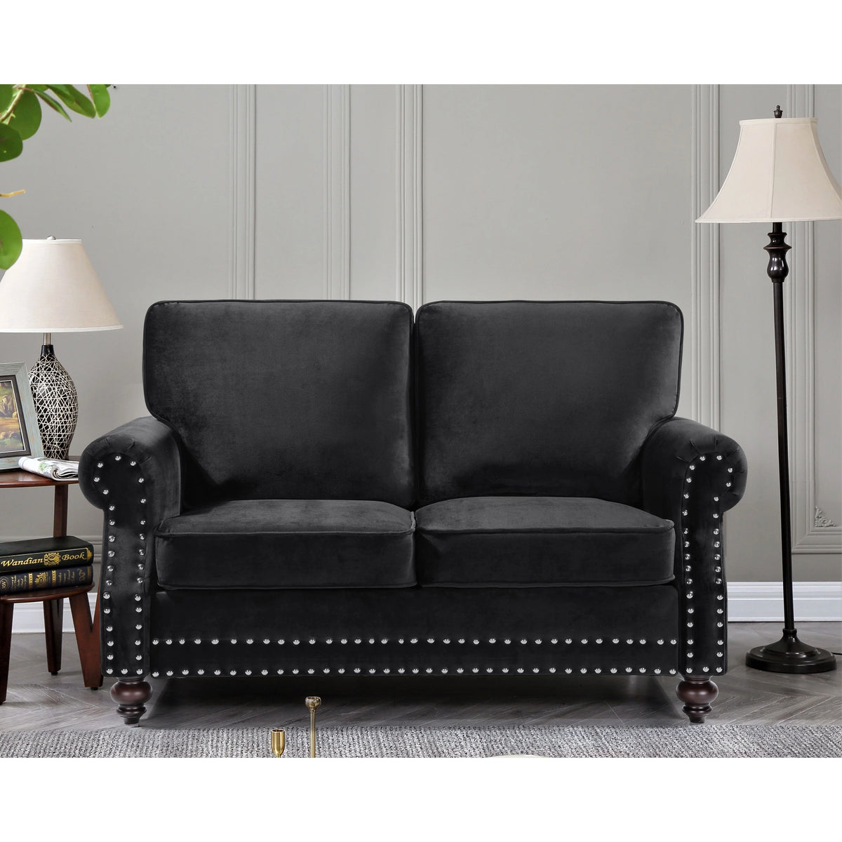 Dark Blue Velvet Loveseat I633