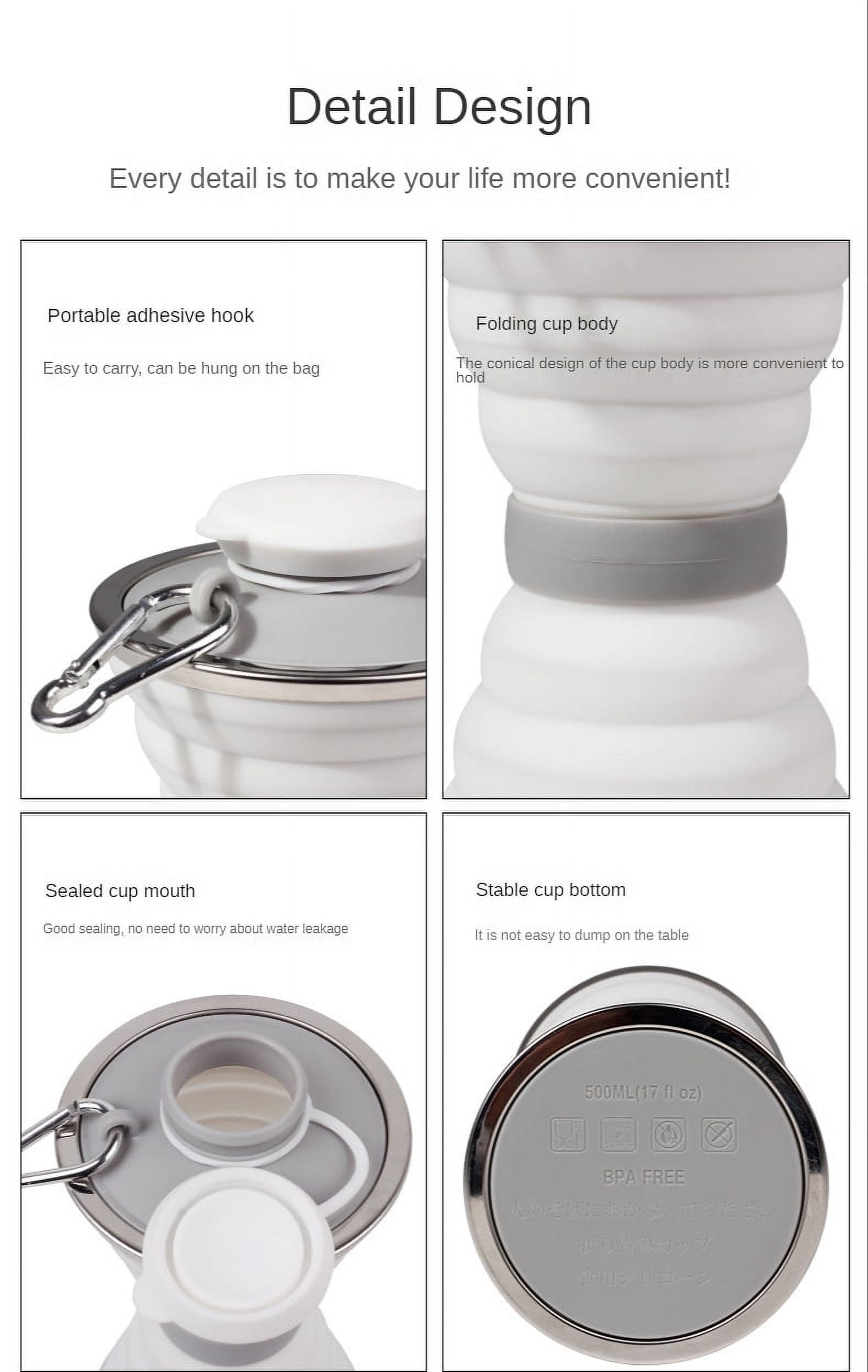 Collapsible Silicone Water Bottle with Carabiner K44588