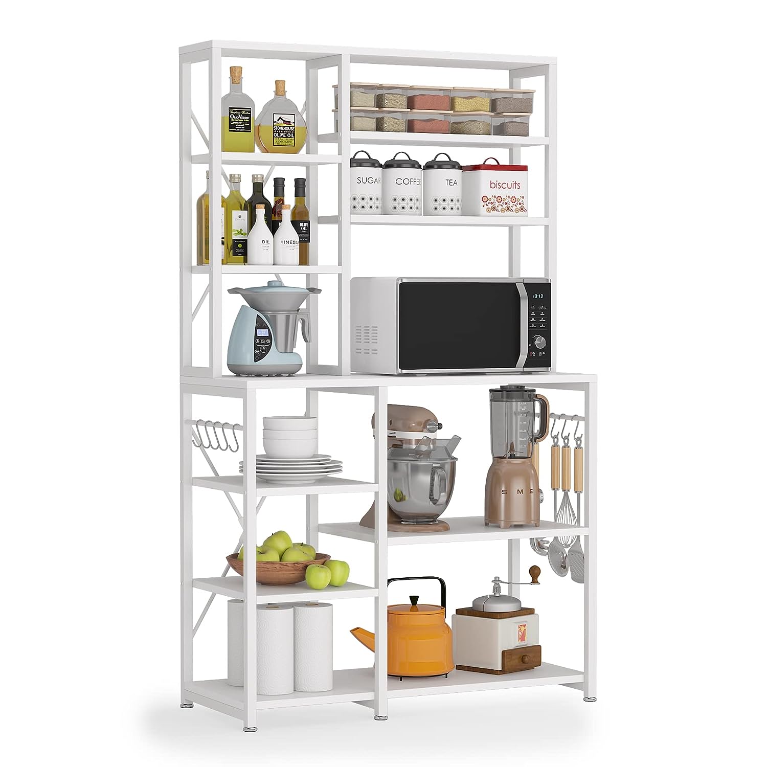 White Utility Storage Shelf Microwave Stand H25936