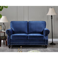 Dark Blue Velvet Loveseat I633