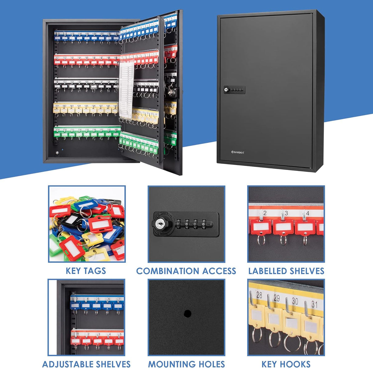 Combination Lock Key Cabinet Lock Box Black N93107