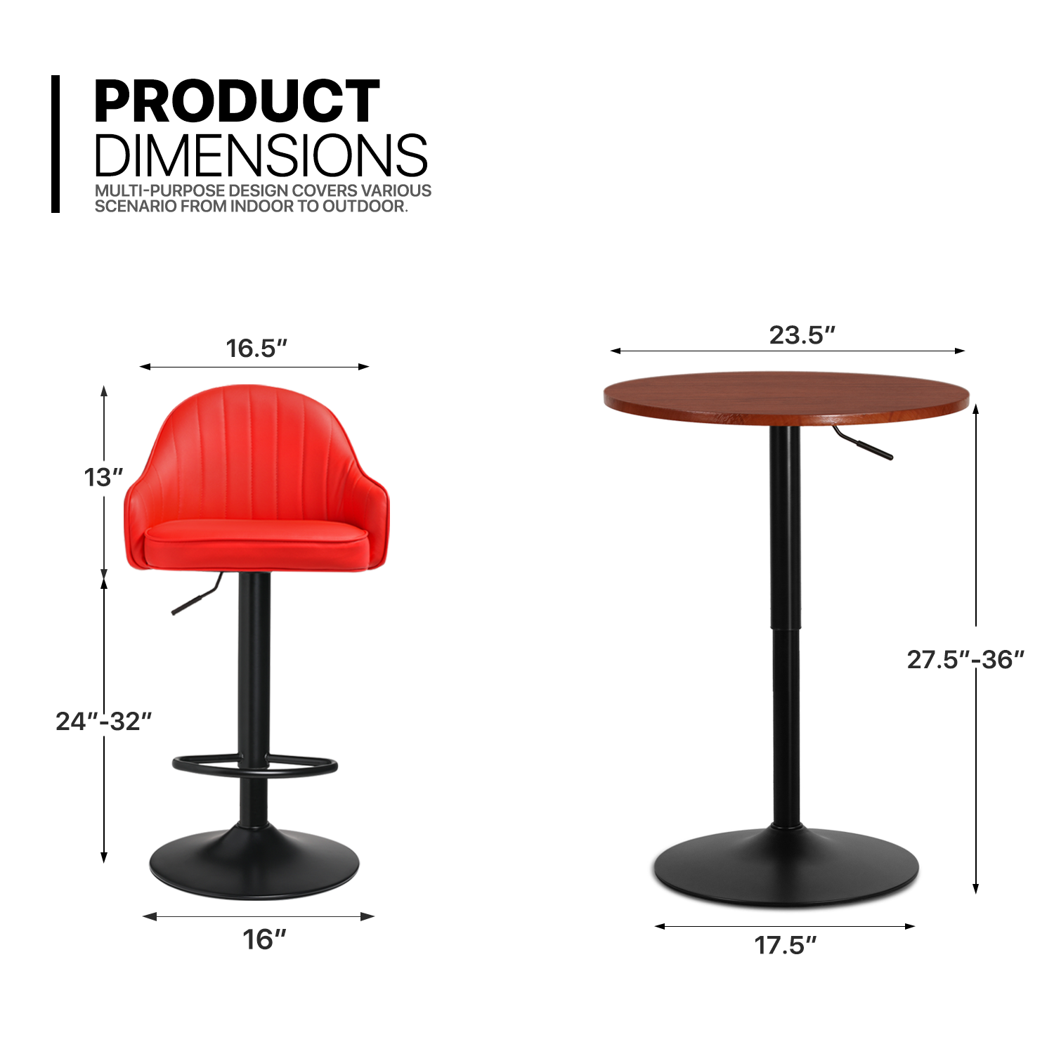 3 Pieces Bar Table and Chair Set with PU Leather Bar Stools N8184