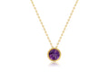 14k Yellow Gold Amethyst Pendant Necklace with 18 Inch Cable Chain F8297