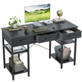 Black 47 Inch Computer Desk with 3 Drawers and Storage Shelves Y1800