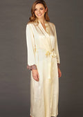 Silk Robe, Pearl Toffee, L/xl, Long Silk Robe with Side Pockets V354486