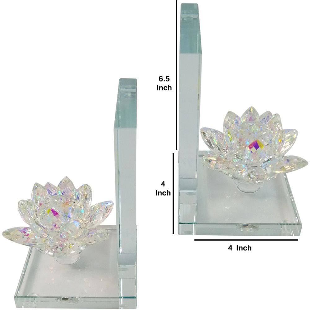 Rainbow Crystal Lotus Bookends F122