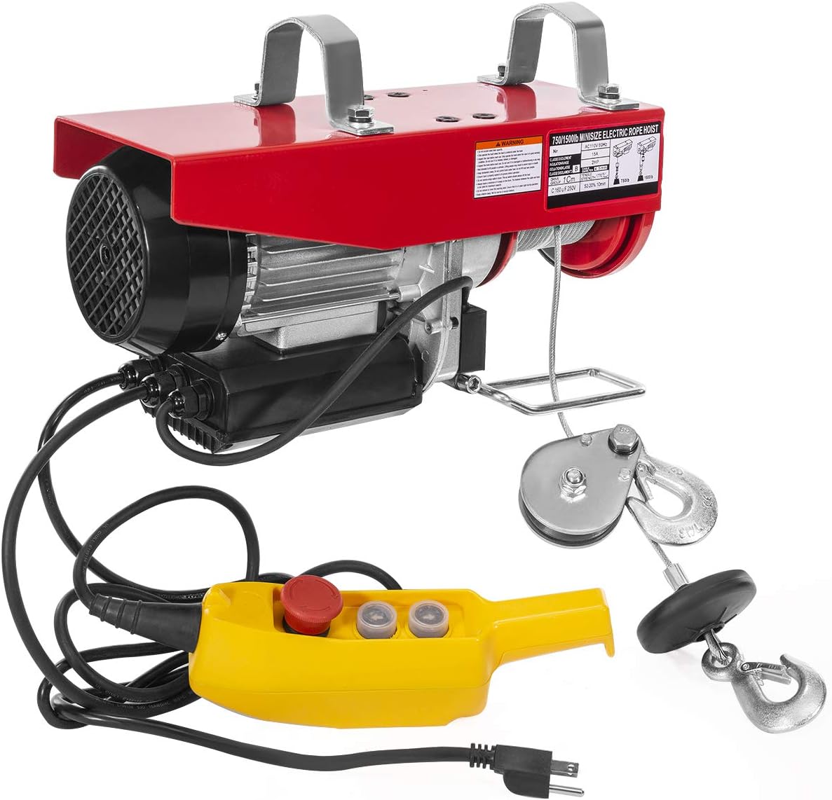 1500 LBS Electric Hoist with Remote Control Dual Line Operation Y635381