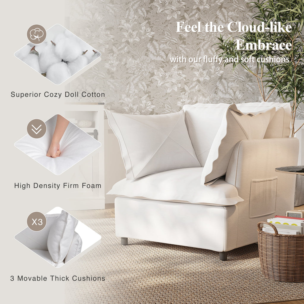 Oversized Accent Chair with 2 Pillows, Grey N96038