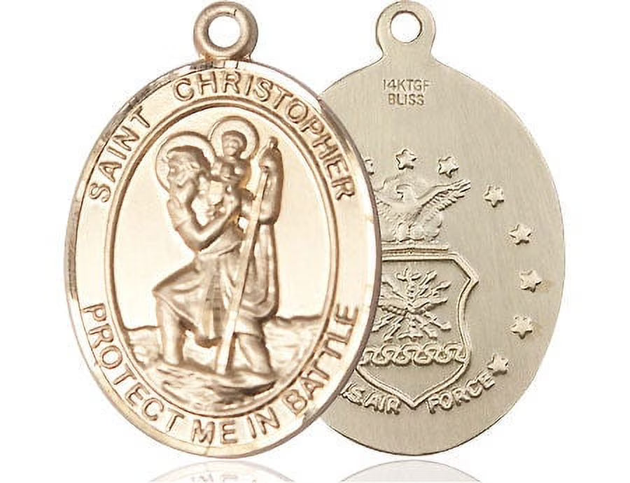 Oval 14kt Gold Filled St Christopher Air Force Medal Y399709