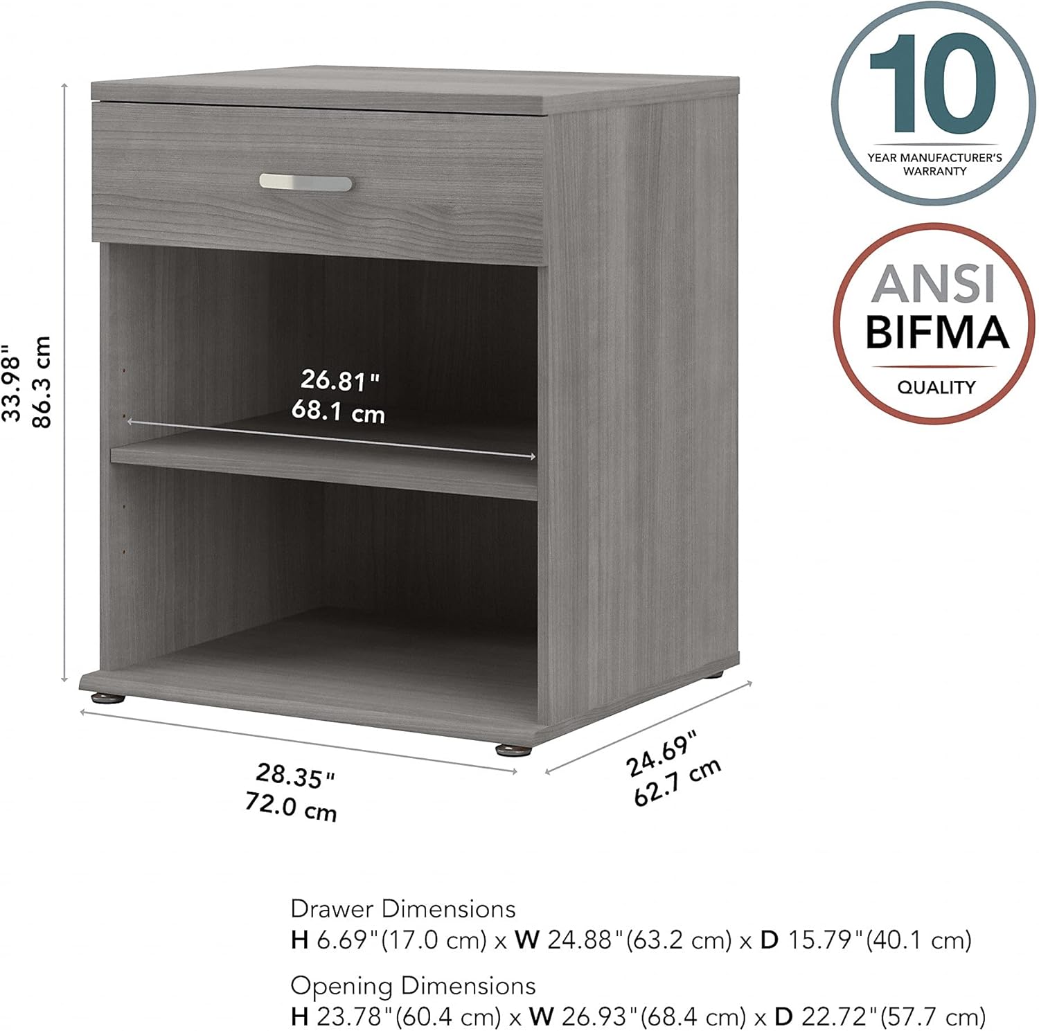 Platinum Gray Floor Storage Cabinet with Drawer and Shelves J640872