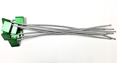 Green Galvanized Steel Lock Seals 14” Long 5mm Self-Lock Pull Tight Adjustable Metal Cable, Pack of 2 R648