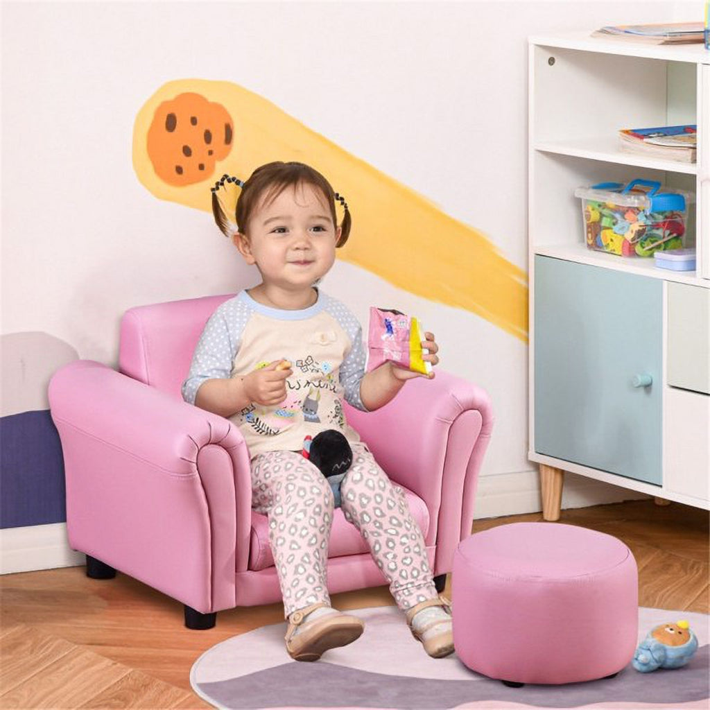 Pink Children's Feet Sofa Set with All Wood Frame Bottom Anti slip Q543
