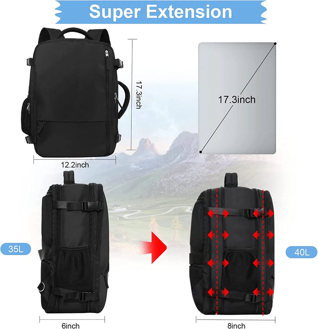 Extra Large 40L Waterproof Travel Backpack (Black) K765428