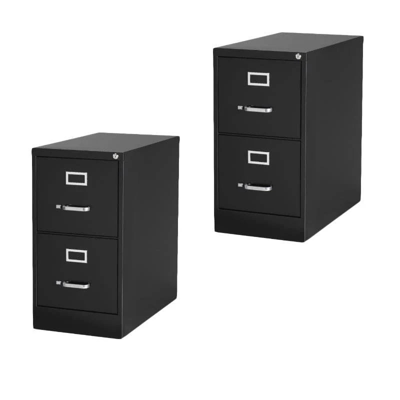 25x22 Deep 2 Drawer Letter File Cabinet in Black, Set of 2 A48381