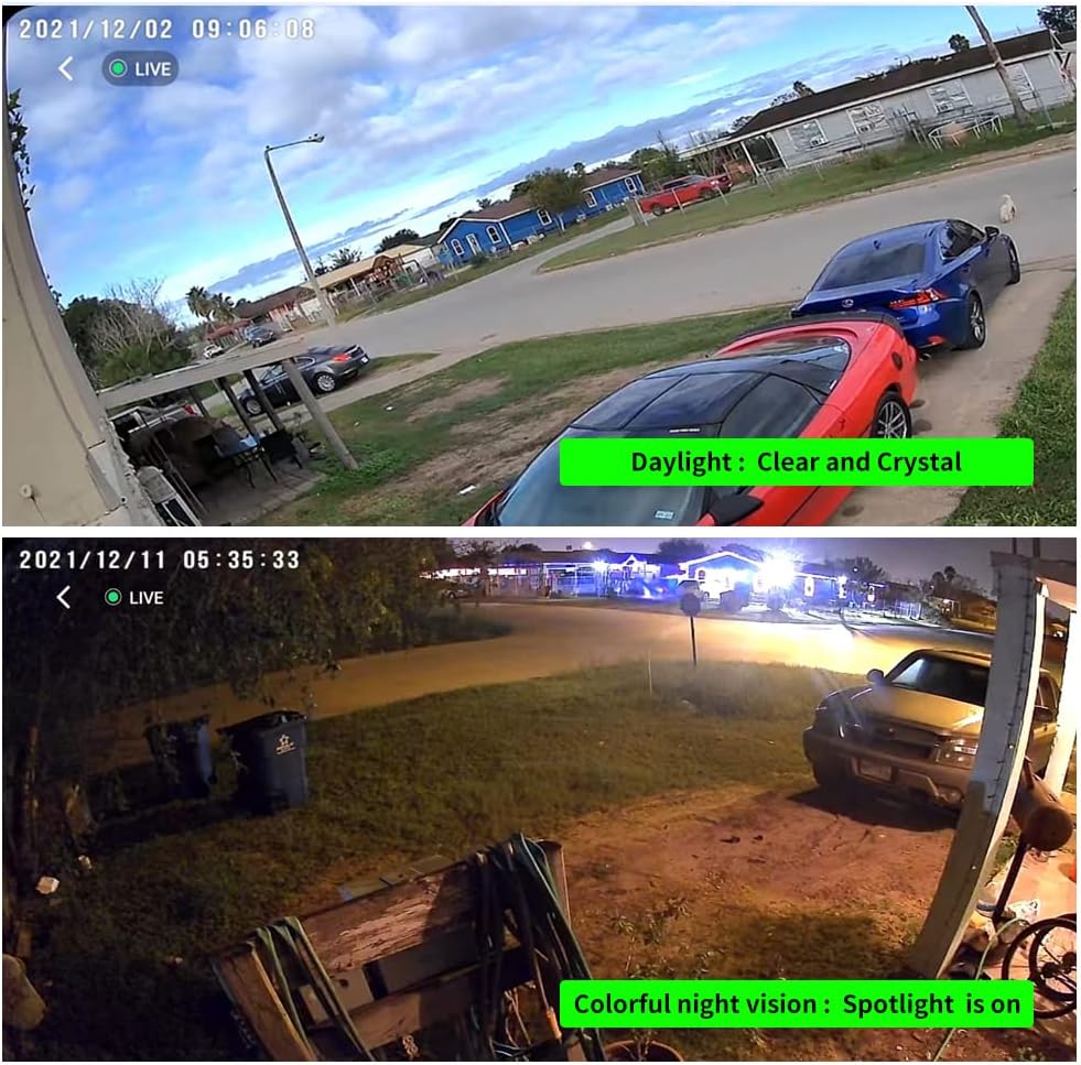 Wireless Outdoor Security Camera with Light Night Vision Rechargeable Battery AI Motion Detection E992947