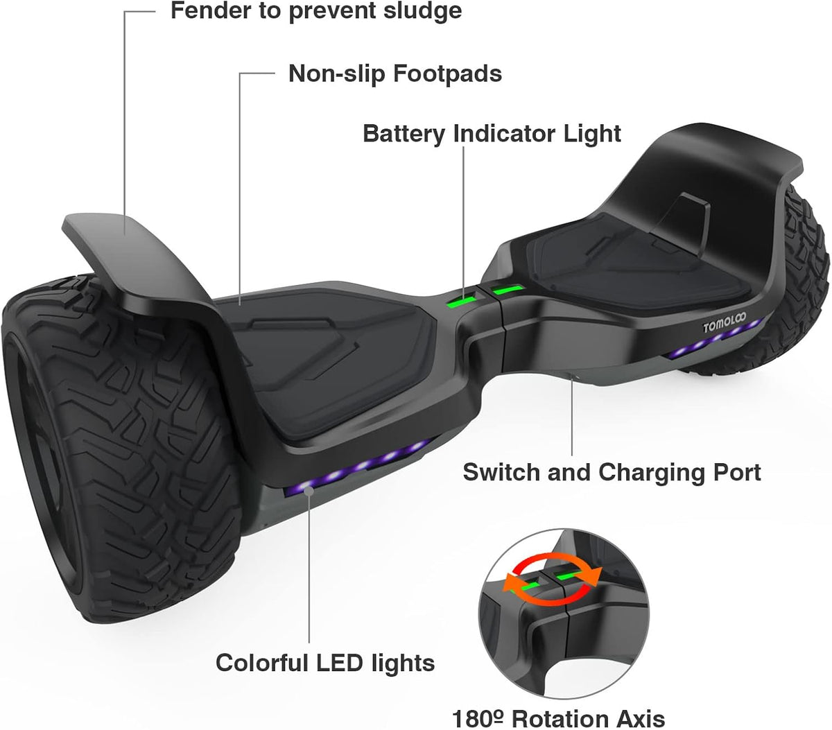 8.5'' All Terrain Hoverboard with Bluetooth and LED Lights K839